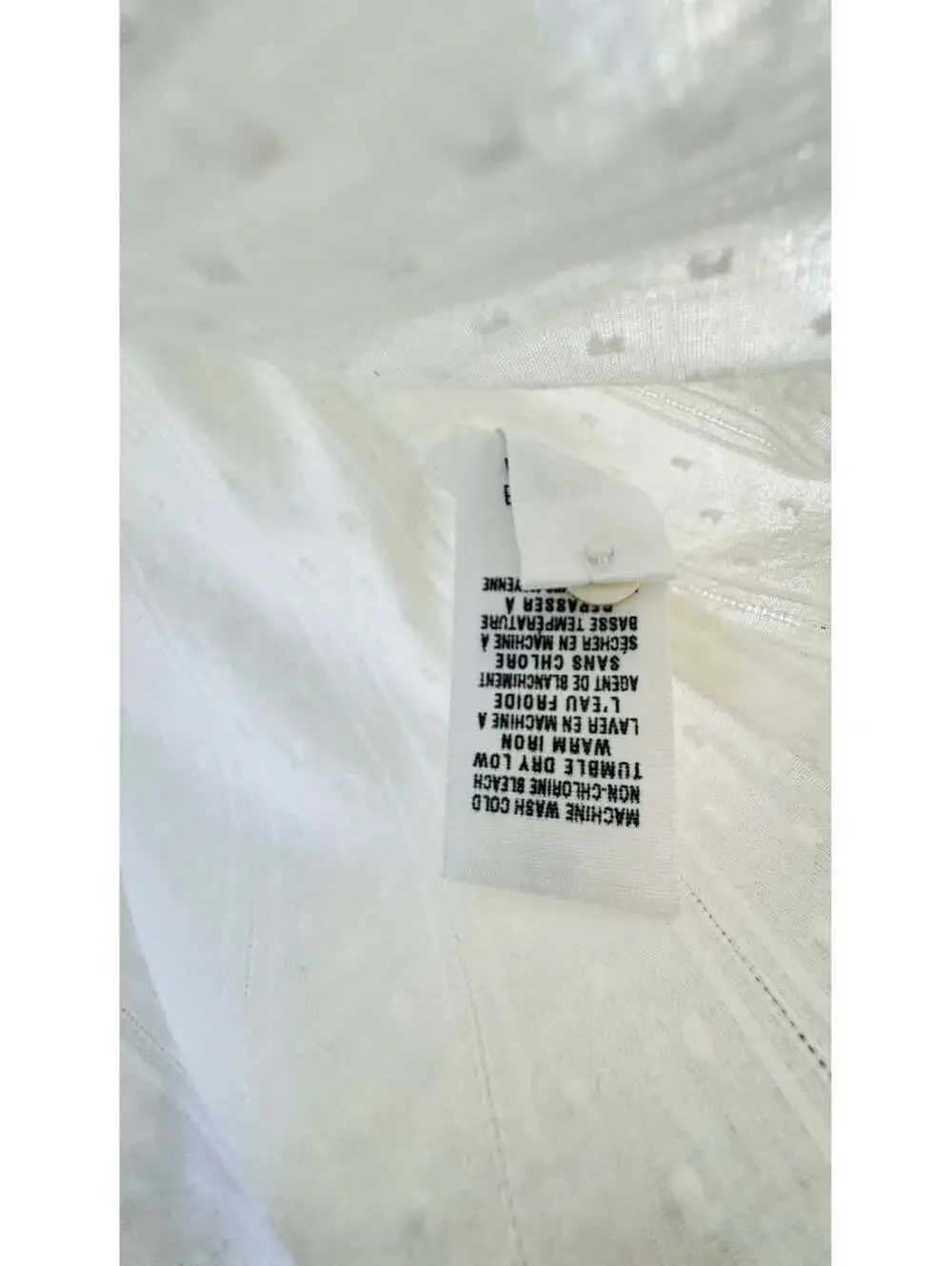 Lucky Brand White Swiss Dot Roll-Tab Sleeve Shirt - Size M